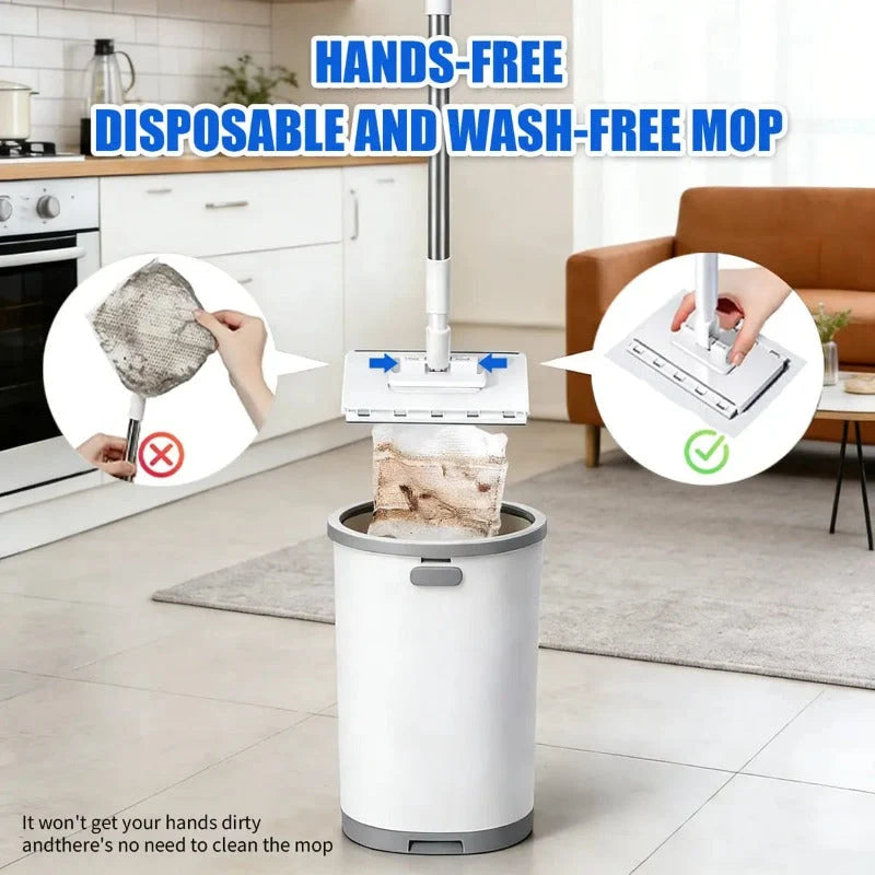 Flat Mop One-Touch Cloth Release 360° Swivel Head
