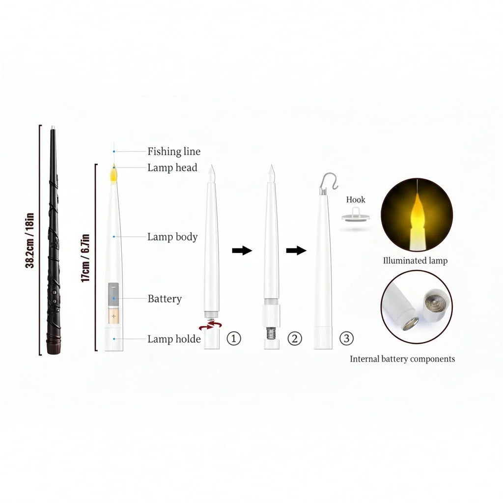 Floating Candles Flameless Flickering Wand Remote Set of 12