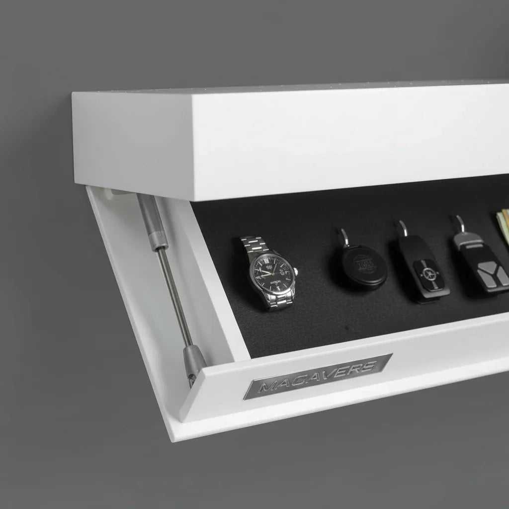 Floating Wall Shelf Solid Wood Concealed Storage Compartment