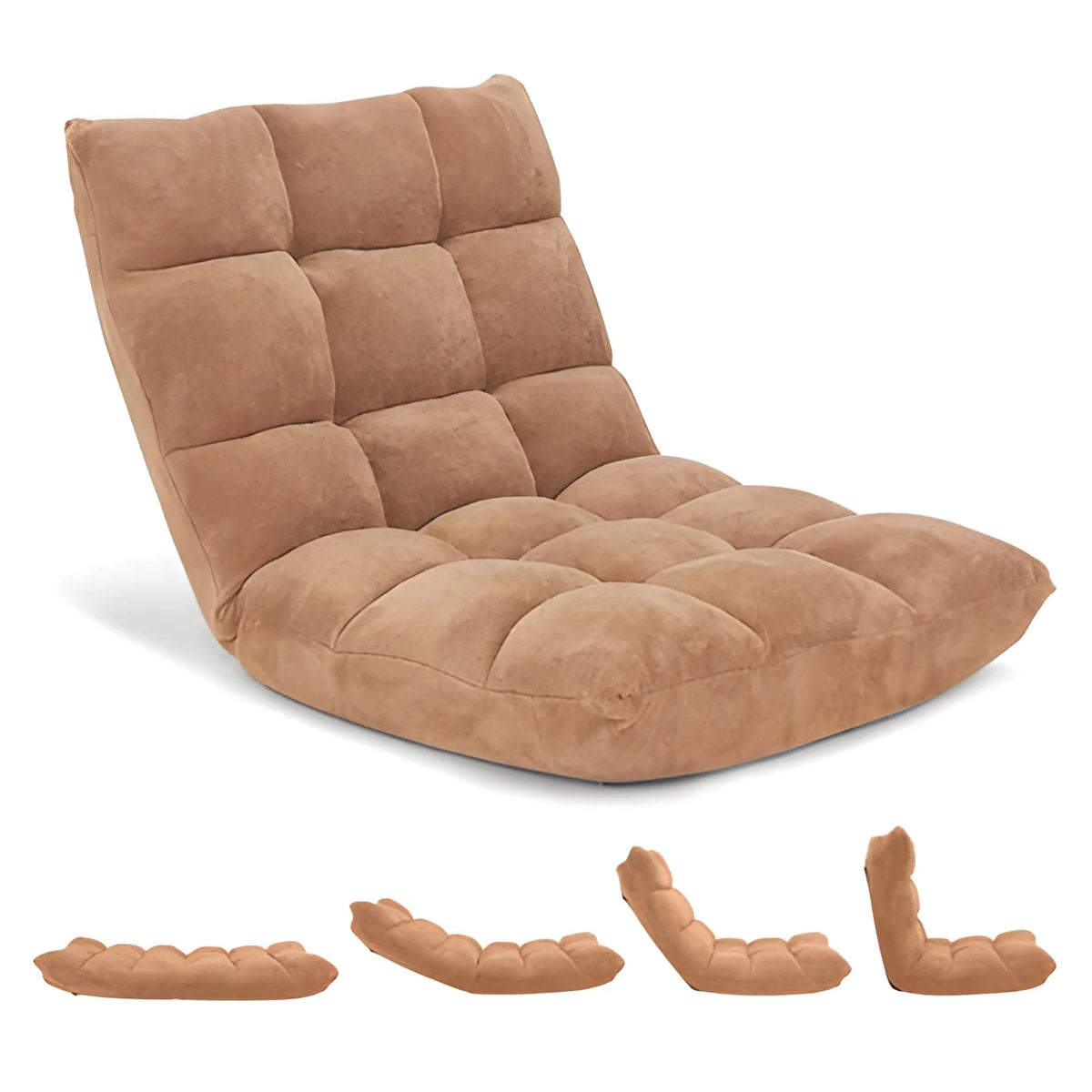 Floor Chair 14 Reclining Positions Foam Padding Fold-Flat Storage