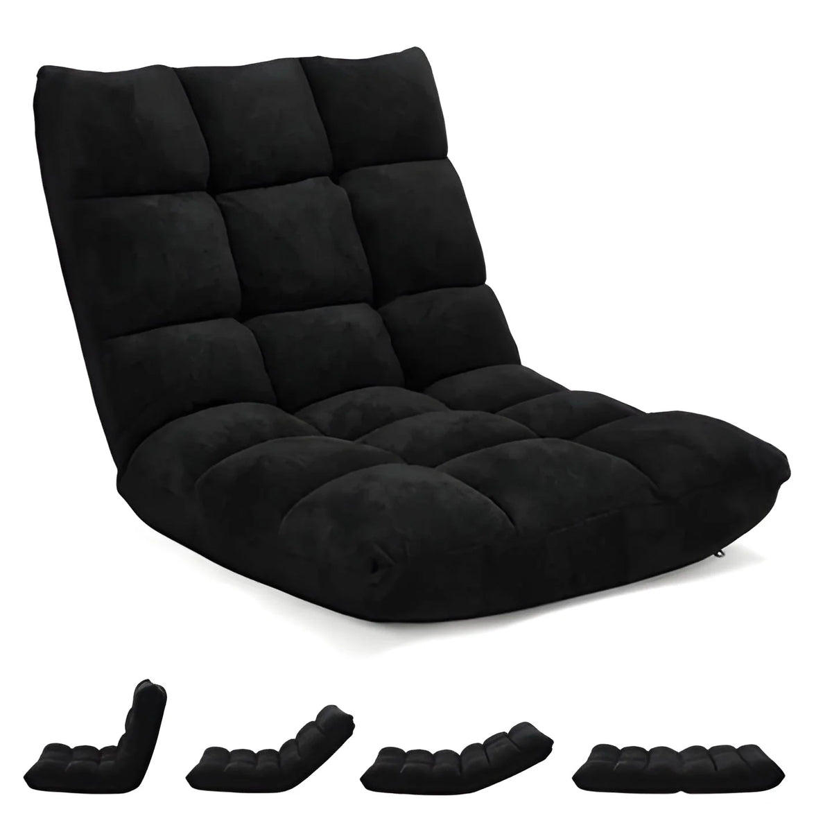 Floor Chair 14 Reclining Positions Foam Padding Fold-Flat Storage