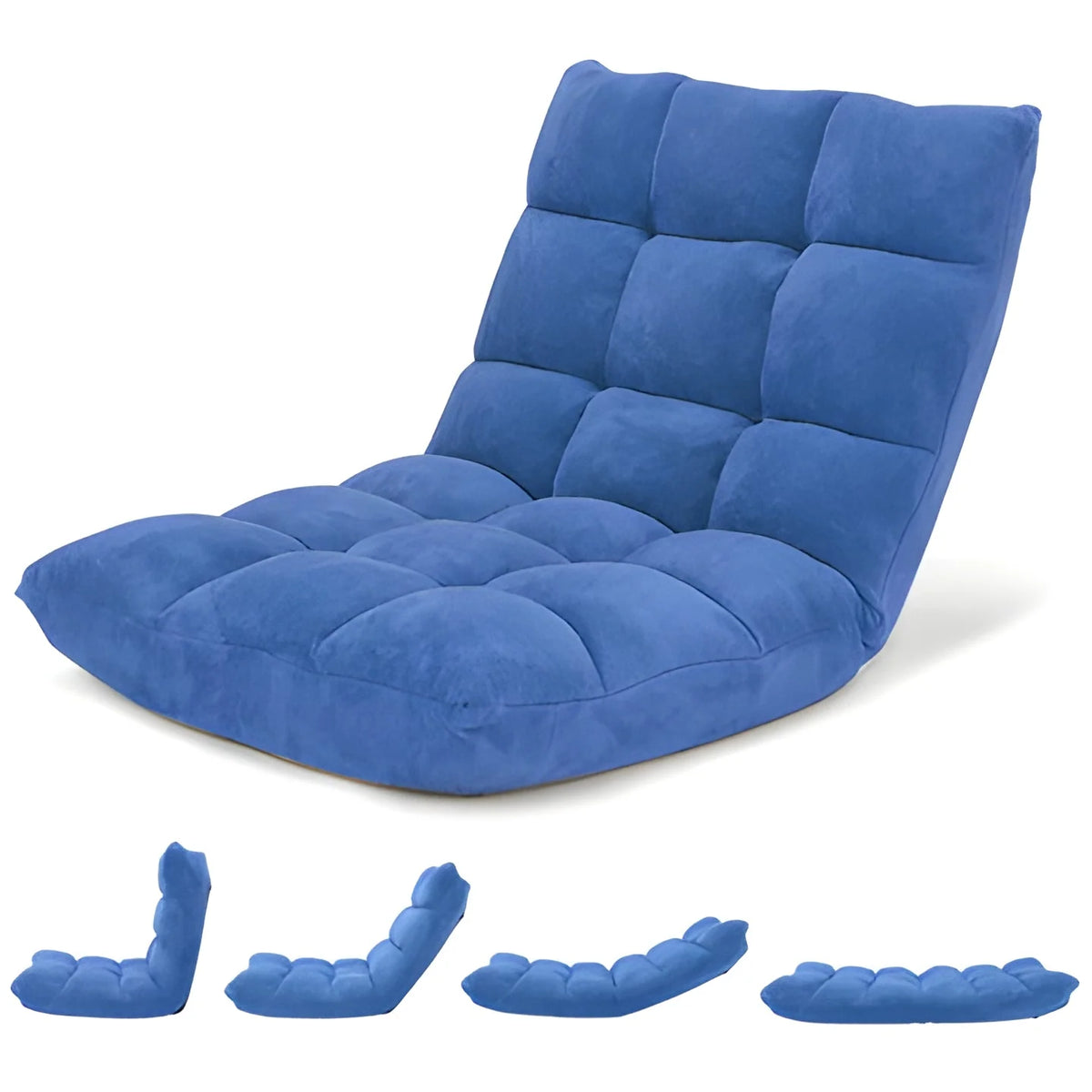 Floor Chair 14 Reclining Positions Foam Padding Fold-Flat Storage