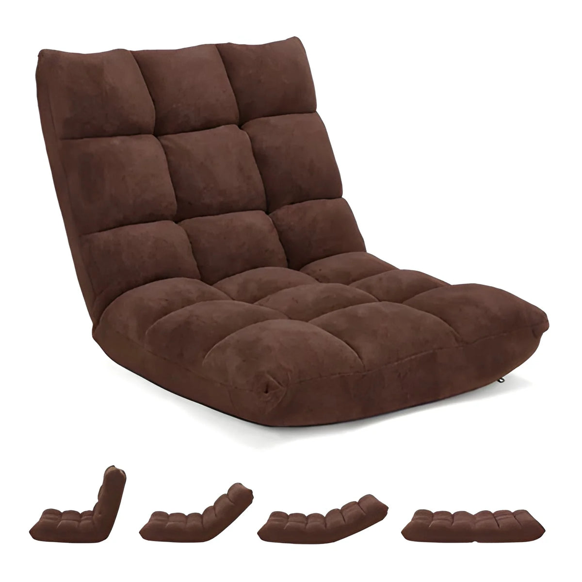 Floor Chair 14 Reclining Positions Foam Padding Fold-Flat Storage