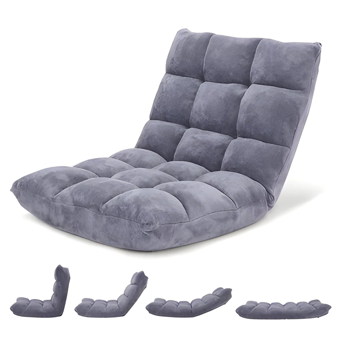 Floor Chair 14 Reclining Positions Foam Padding Fold-Flat Storage