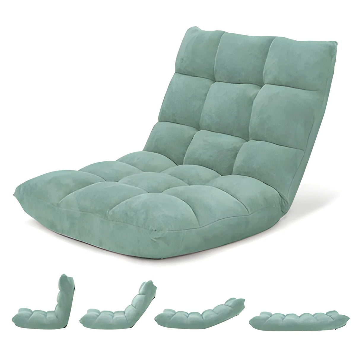Floor Chair 14 Reclining Positions Foam Padding Fold-Flat Storage