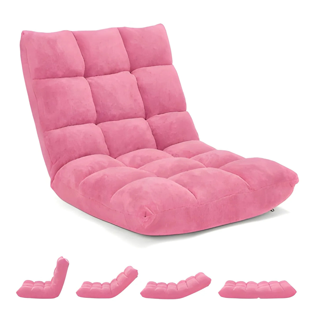 Floor Chair 14 Reclining Positions Foam Padding Fold-Flat Storage