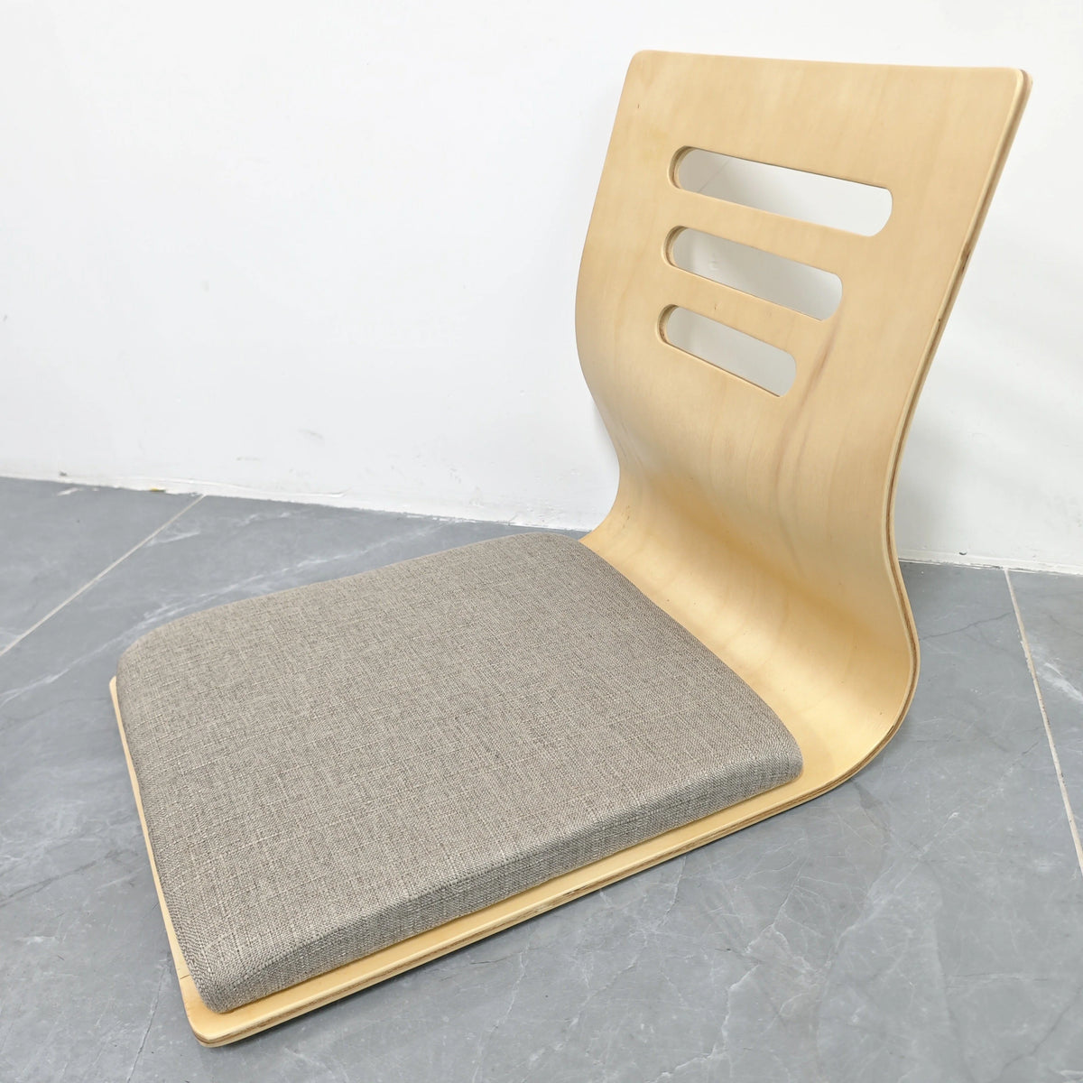Floor Chair Ergonomic Backrest Birch Wood Frame & Cotton Cushion