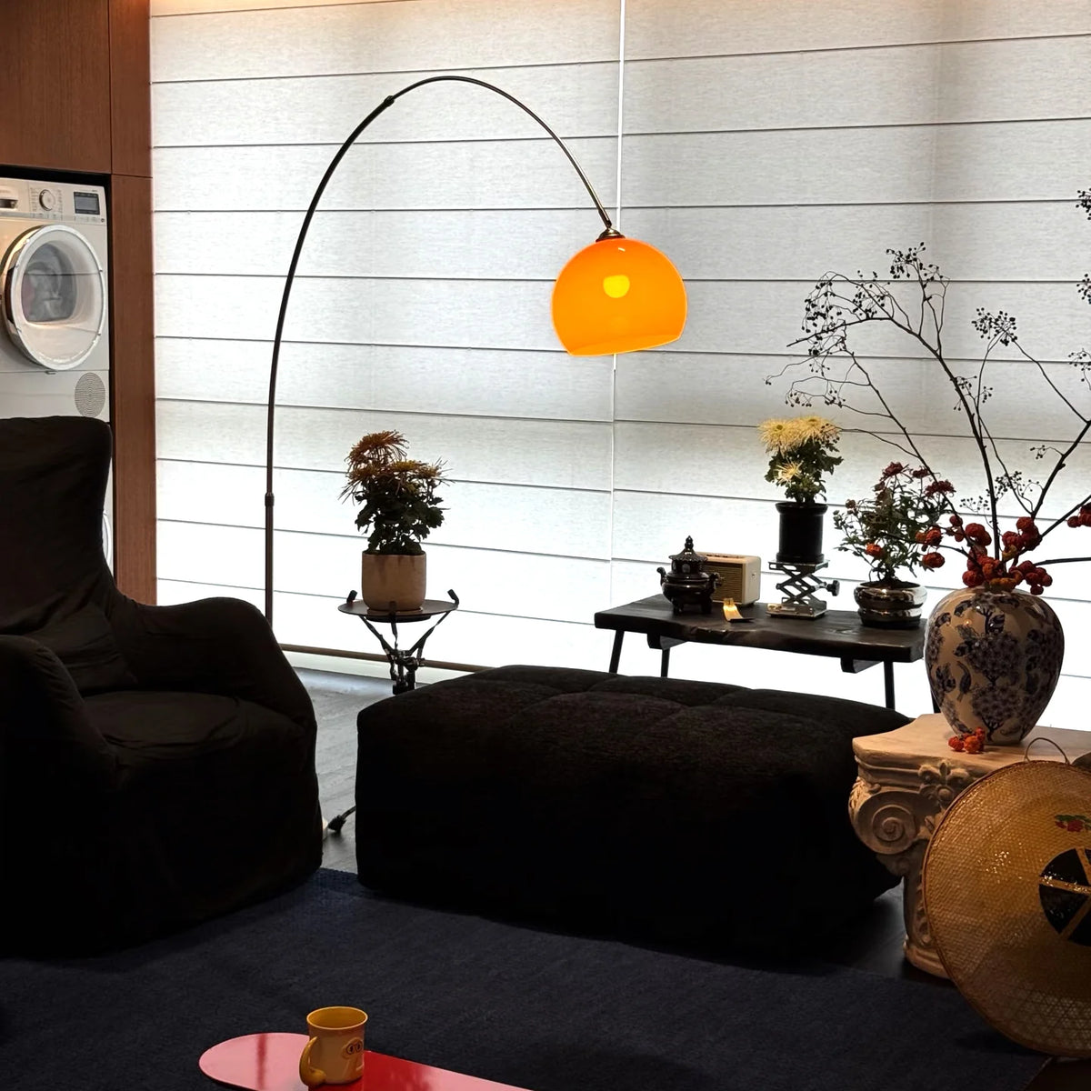 Floor Lamp Adjustable Height Curved Arc Warm Ambient Lighting