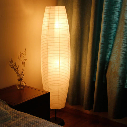 Floor Lamp Paper Shade Black Frame 54 Inch