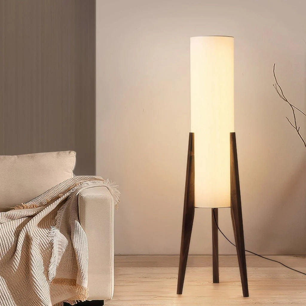 Floor Lamp Solid Walnut Base Dimmable LED Lighting