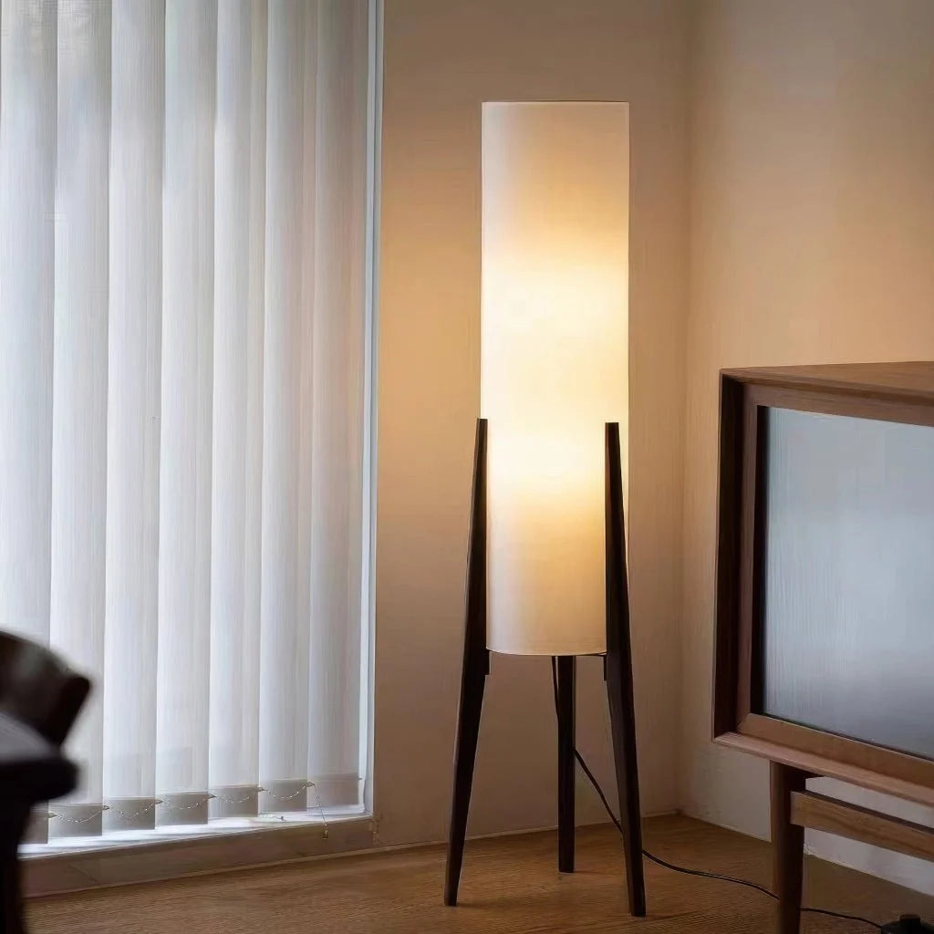 Floor Lamp Solid Walnut Base Dimmable LED Lighting