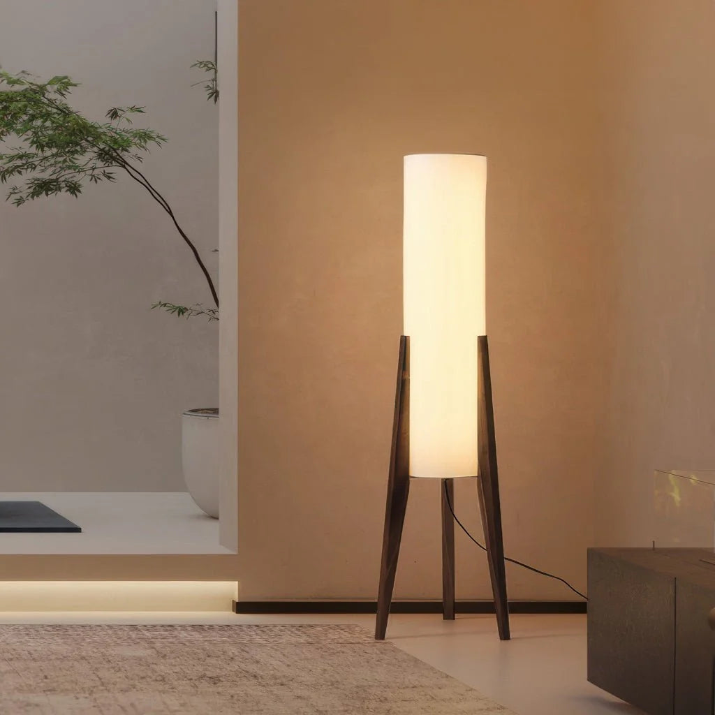 Floor Lamp Solid Walnut Base Dimmable LED Lighting