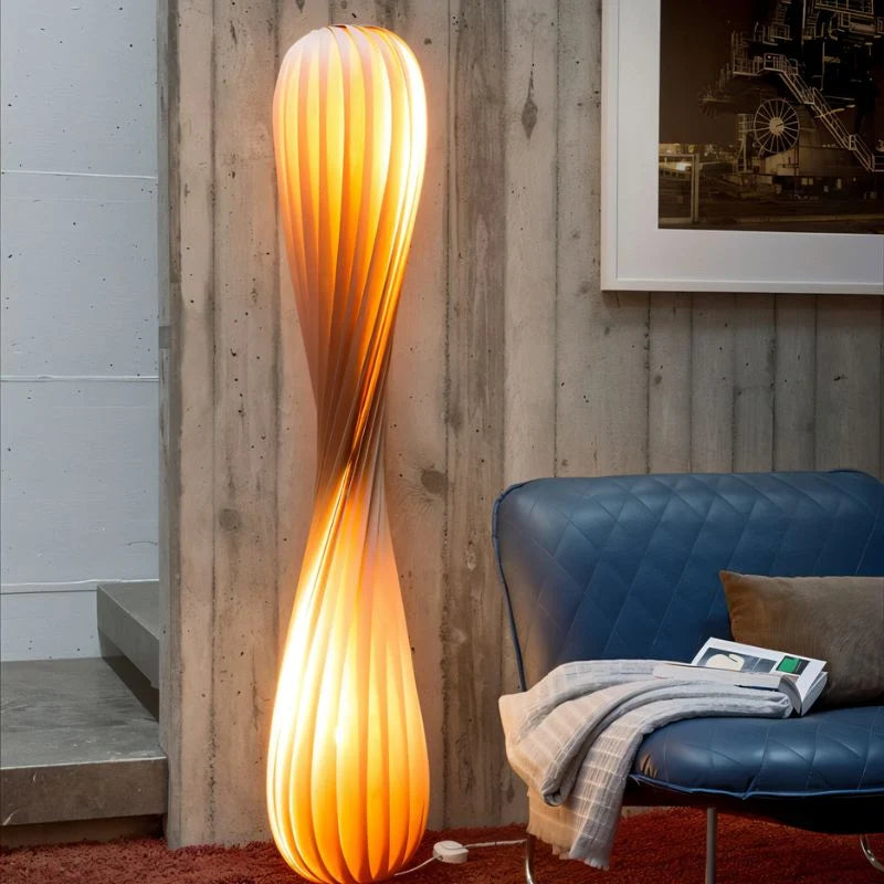 Floor Lamp Twisted Design Flicker-Free LED Chrome Finish