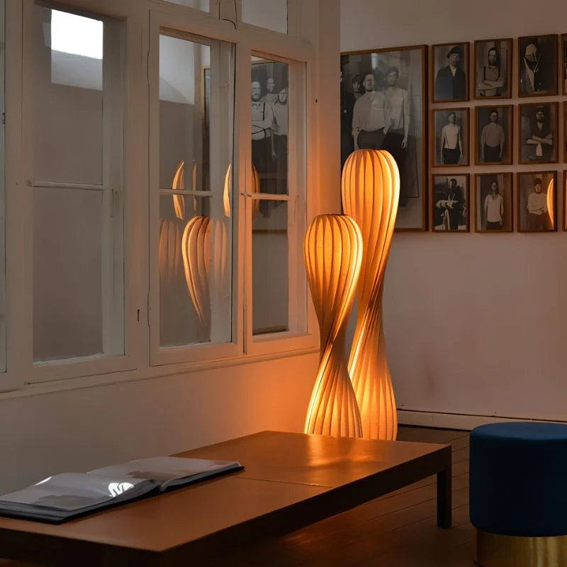 Floor Lamp Twisted Design Flicker-Free LED Chrome Finish