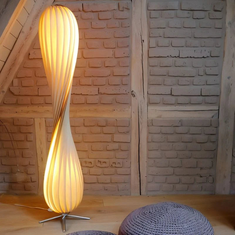Floor Lamp Twisted Design Flicker-Free LED Chrome Finish