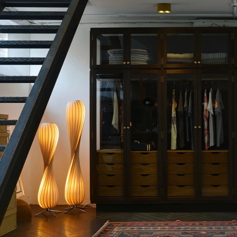 Floor Lamp Twisted Design Flicker-Free LED Chrome Finish