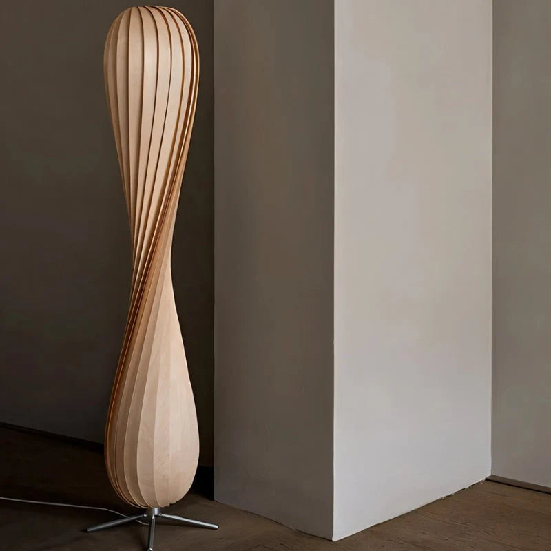 Floor Lamp Twisted Design Flicker-Free LED Chrome Finish