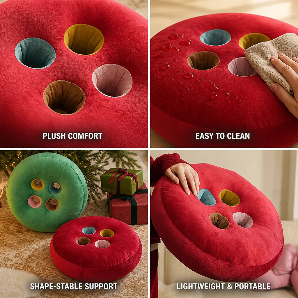 Floor Pouf Velvet Button Design Shape-Stable Foam Core