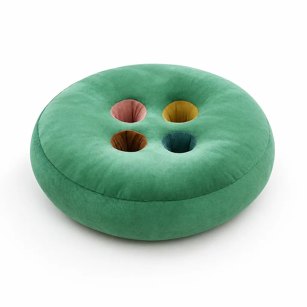 Floor Pouf Velvet Button Design Shape-Stable Foam Core