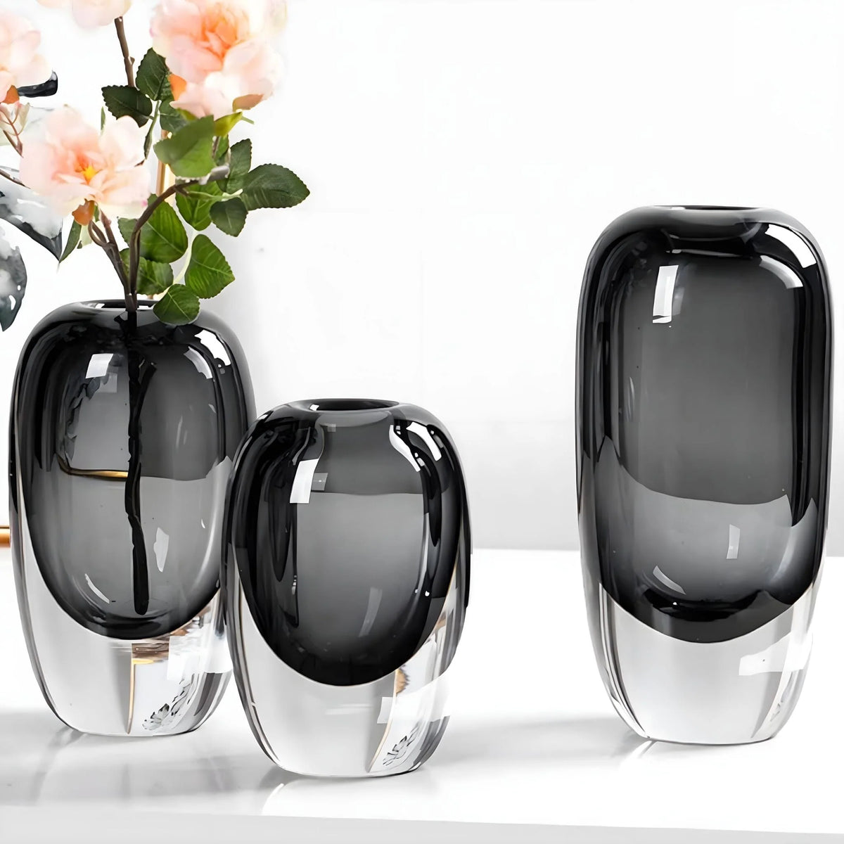 Flower Vase Opalescent Crystal Glass Light-Catching Centerpiece