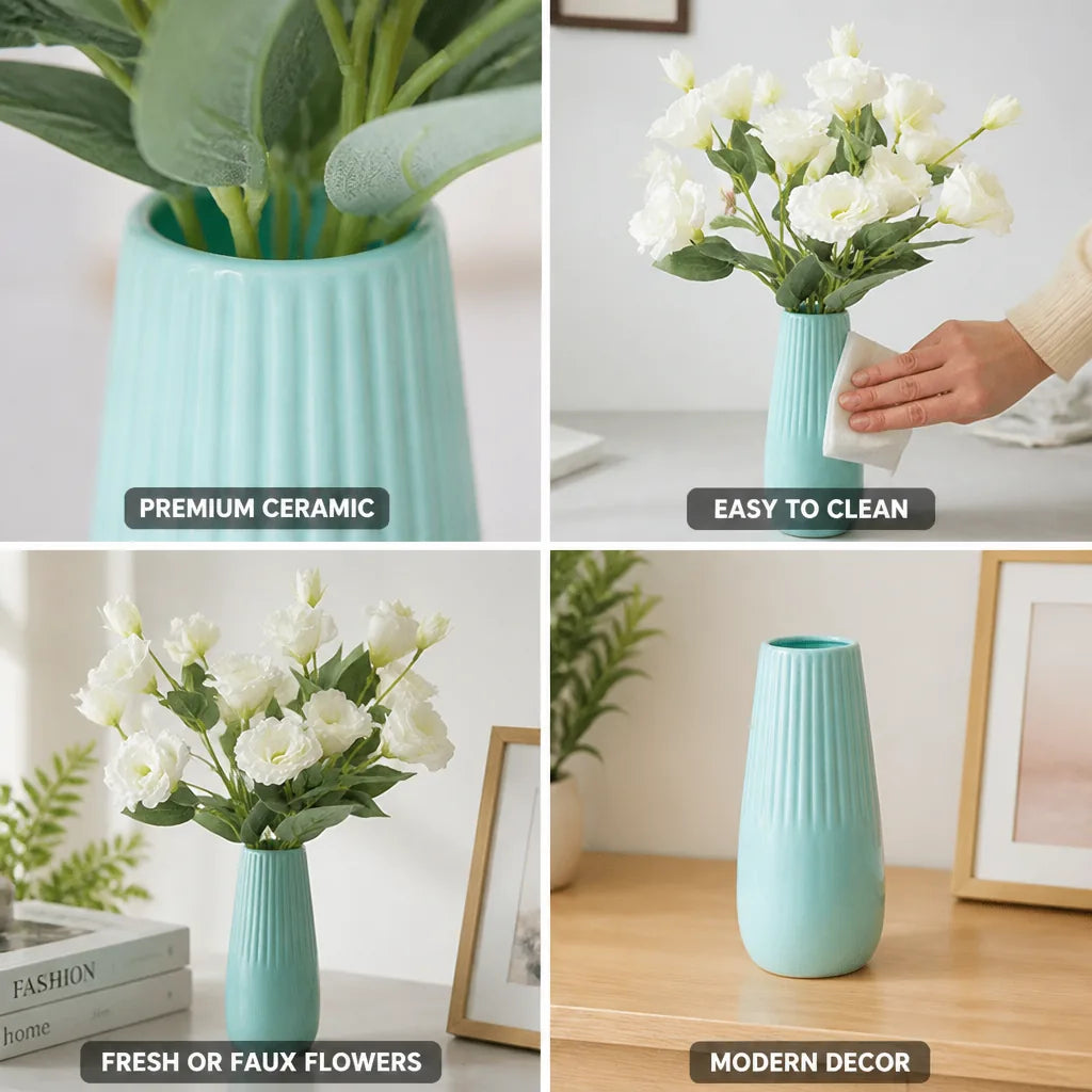 Flower Vase Tapered Ceramic 10 Inch