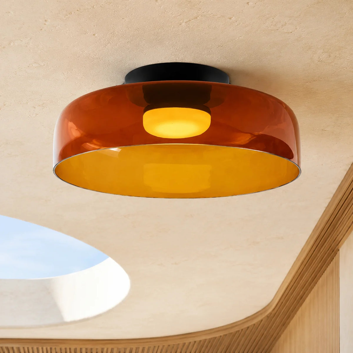 Flushmount Ceiling Light Layered Glass Integrated LED