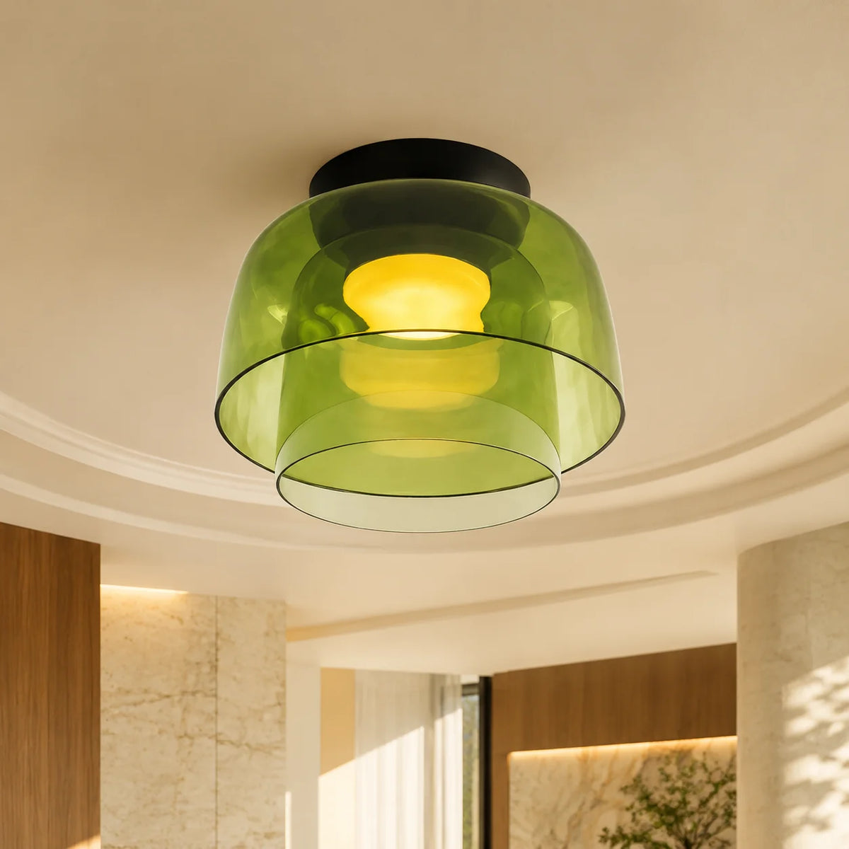 Flushmount Ceiling Light Layered Glass Integrated LED