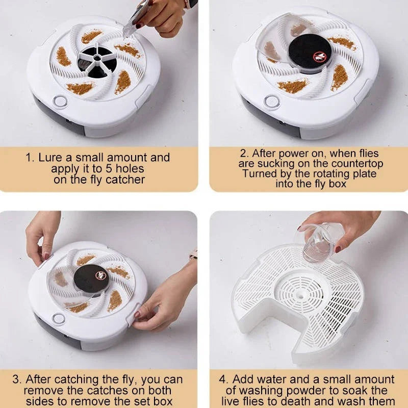 Fly Trap Rotating Arm USB Rechargeable 72-Hour Battery Life