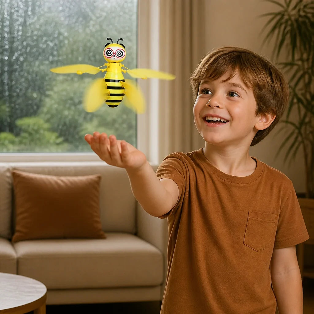 Flying Bee Toy Motion Sensor Control LED Lights & Obstacle Detection