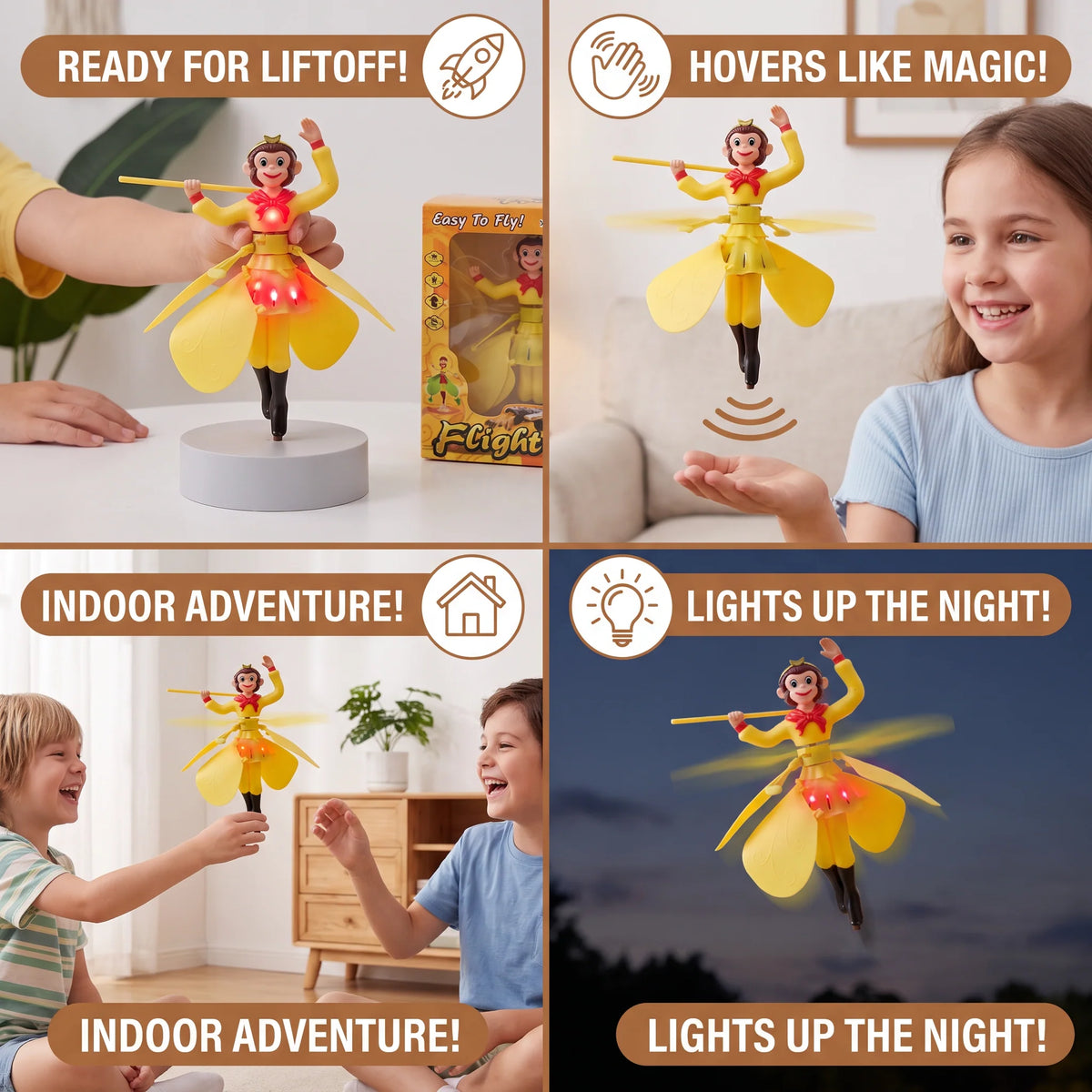 Flying Monkey Toy Motion Sensor Hovering LED Lights