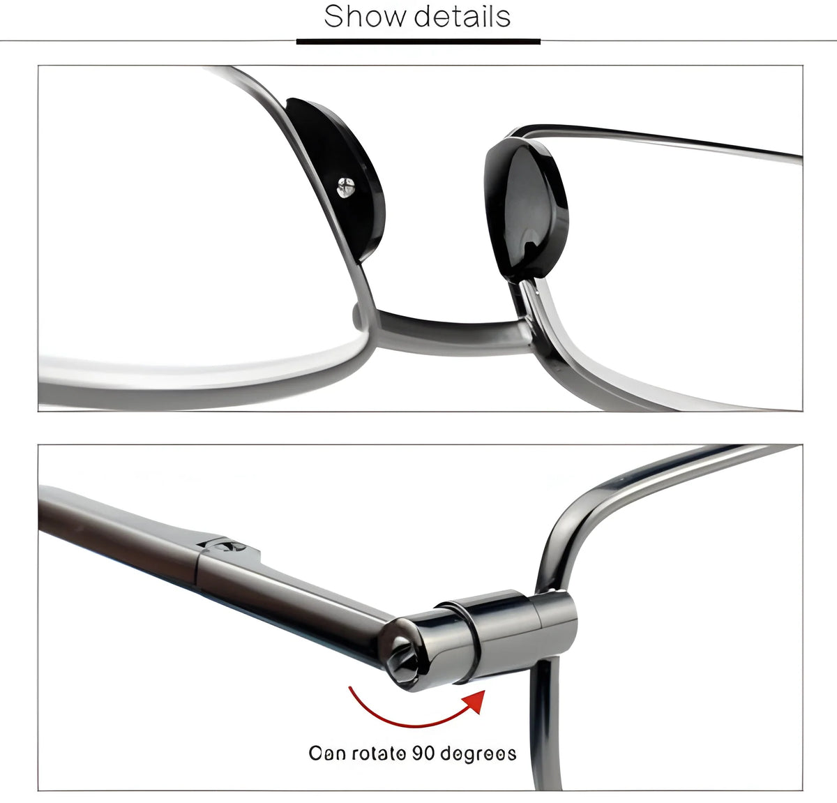 Folding Reading Glasses Stainless Steel Compact Case Included
