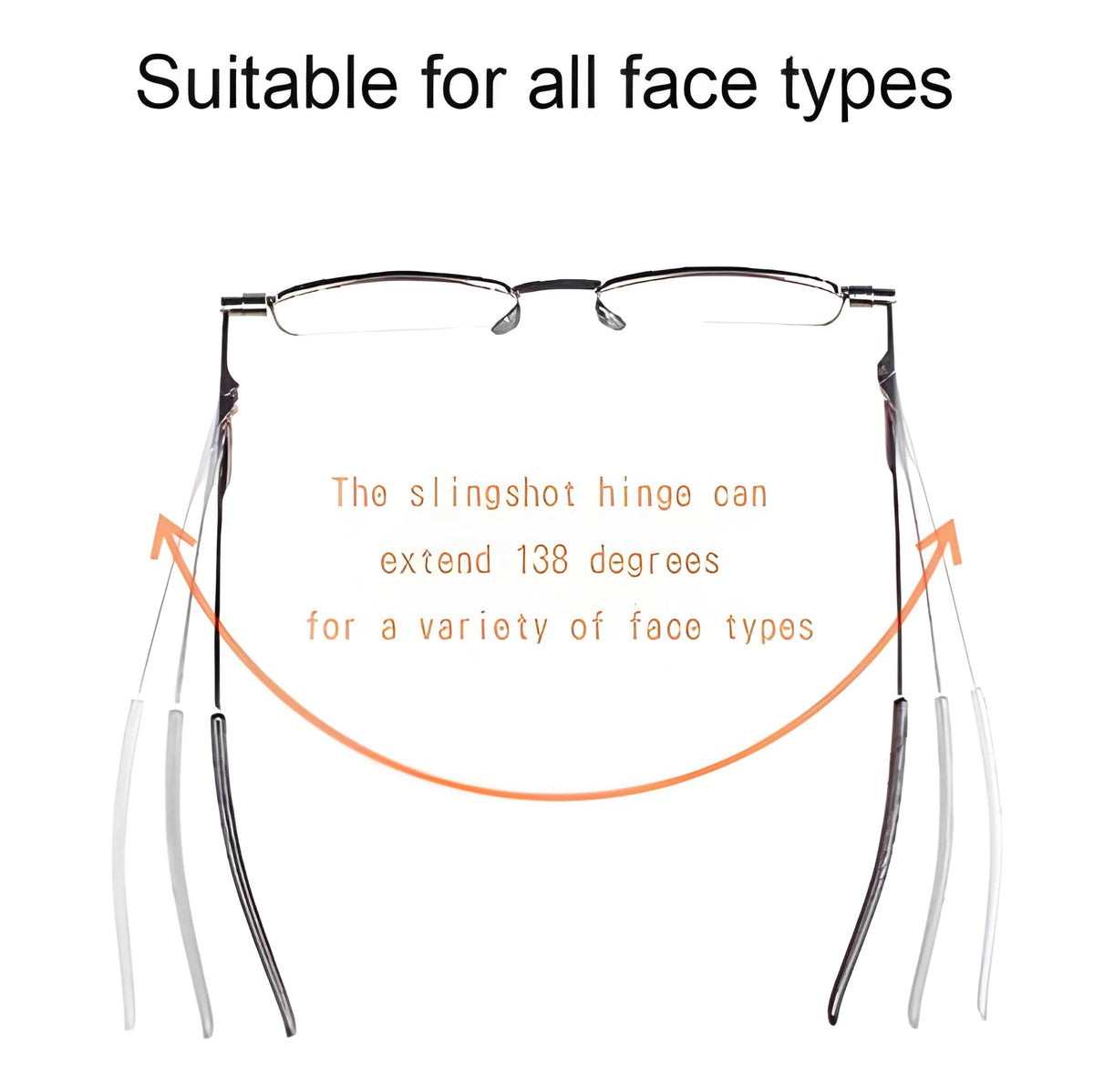Folding Reading Glasses Stainless Steel Compact Case Included