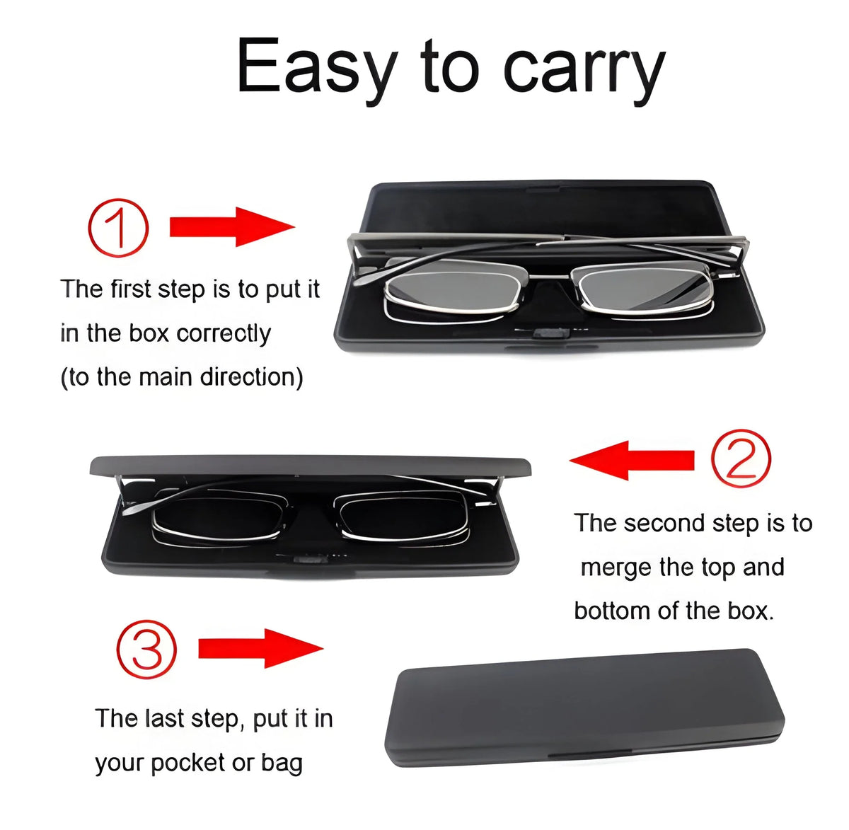 Folding Reading Glasses Stainless Steel Compact Case Included