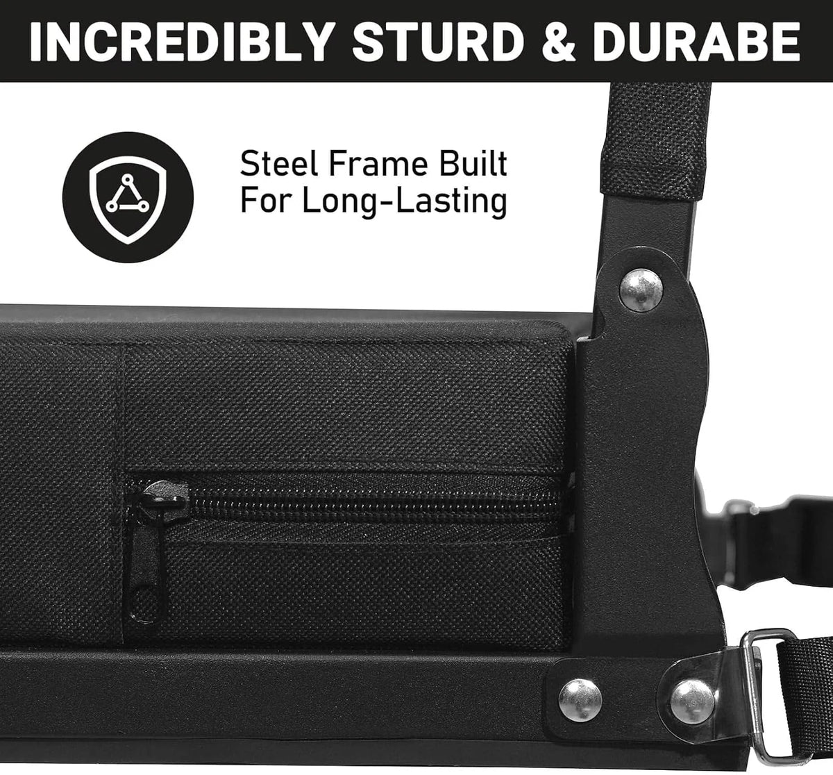 Folding Stadium Seat Angled Back Support Compact Design Adjustable Strap