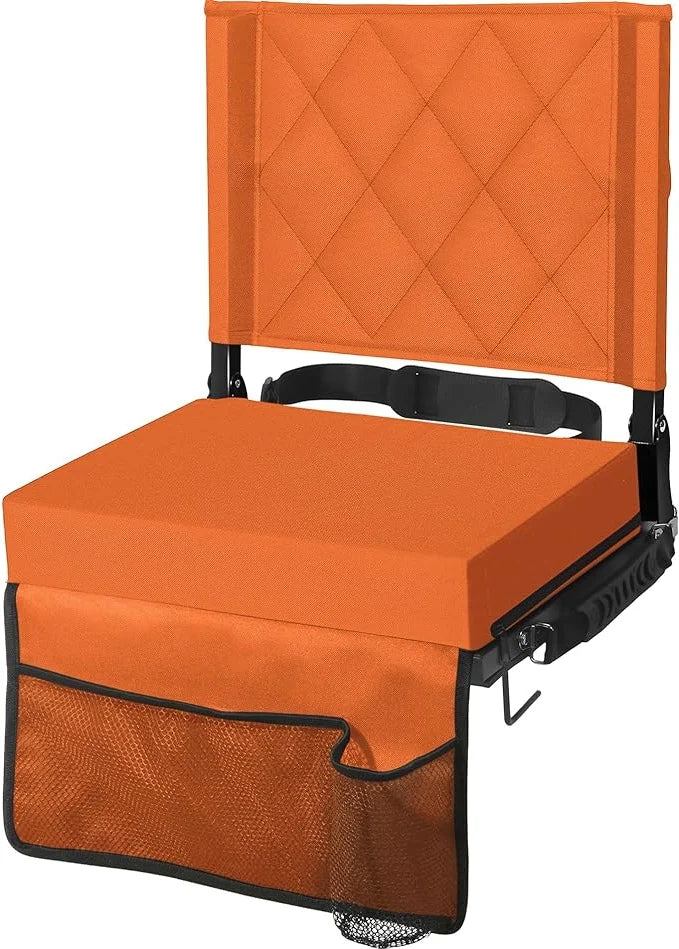 Folding Stadium Seat Angled Back Support Compact Design Adjustable Strap