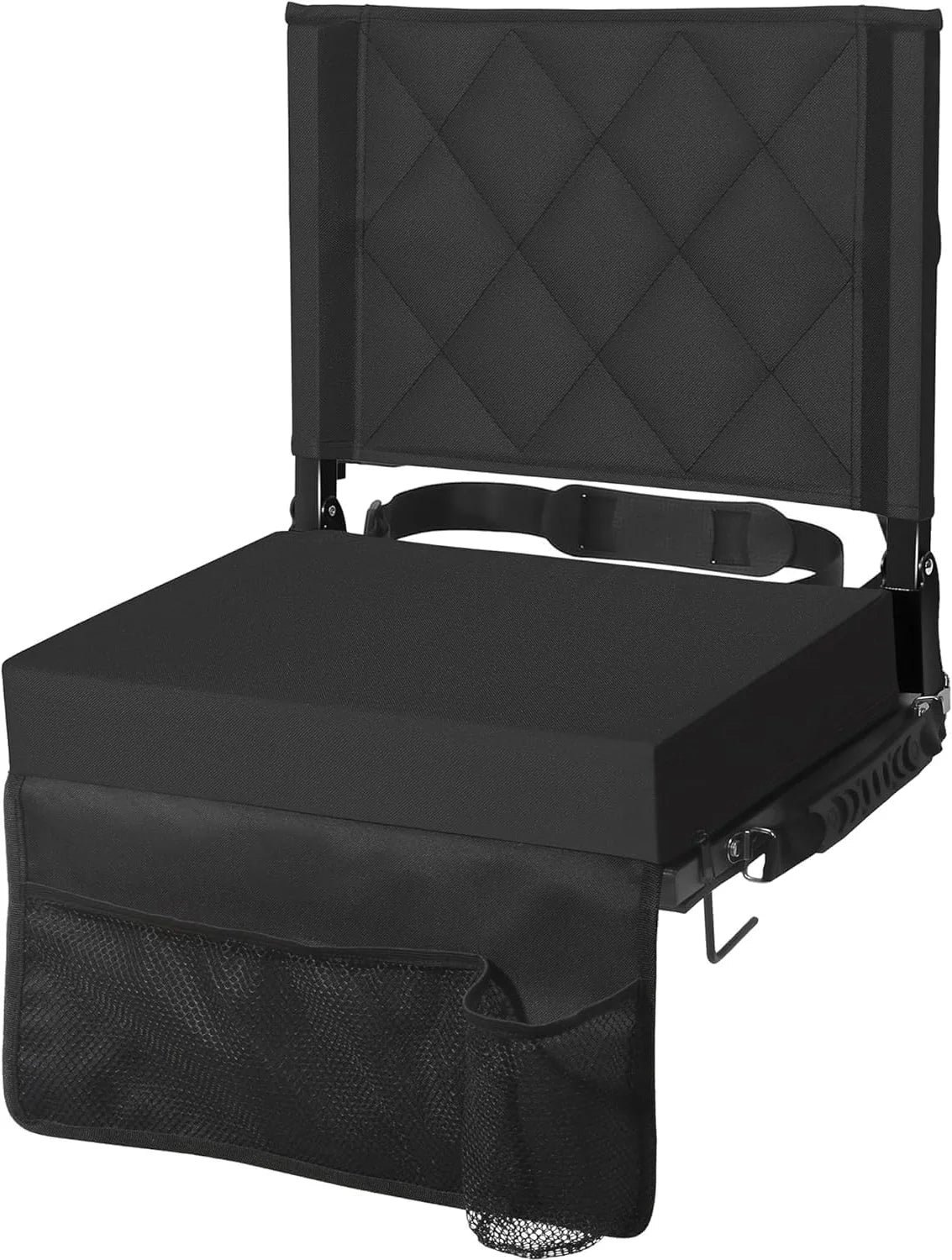 Folding Stadium Seat Angled Back Support Compact Design Adjustable Strap