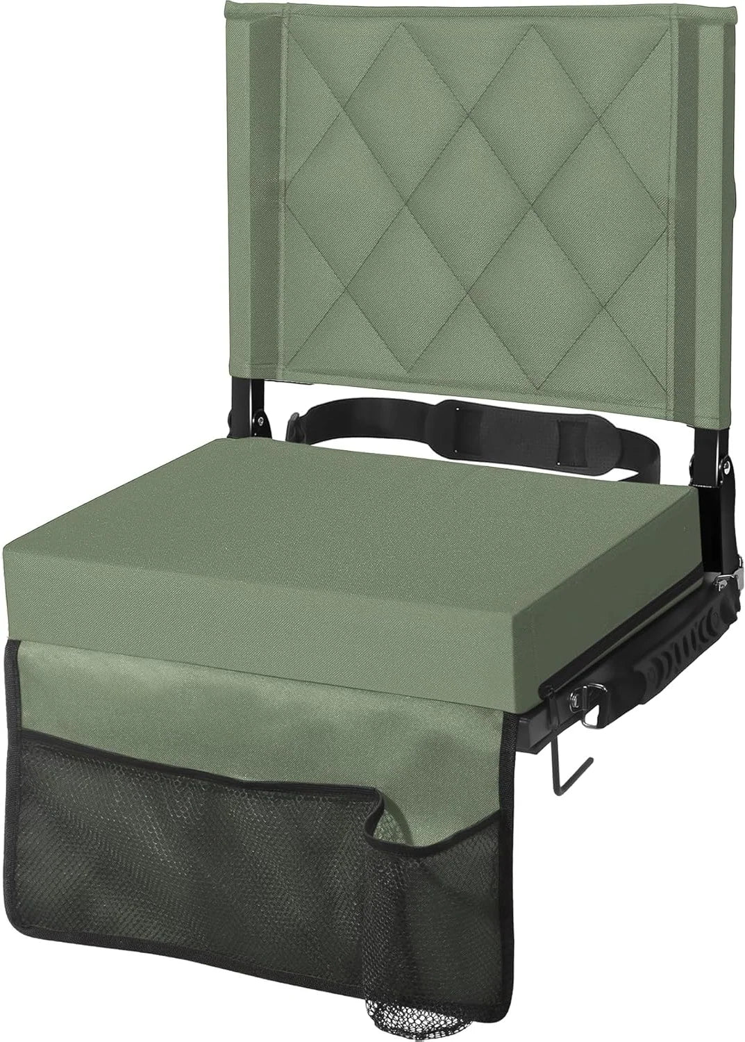 Folding Stadium Seat Angled Back Support Compact Design Adjustable Strap