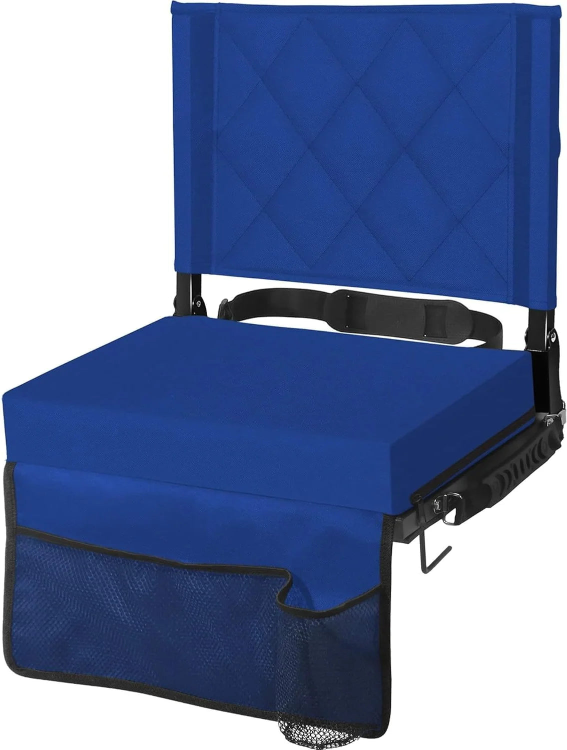 Folding Stadium Seat Angled Back Support Compact Design Adjustable Strap