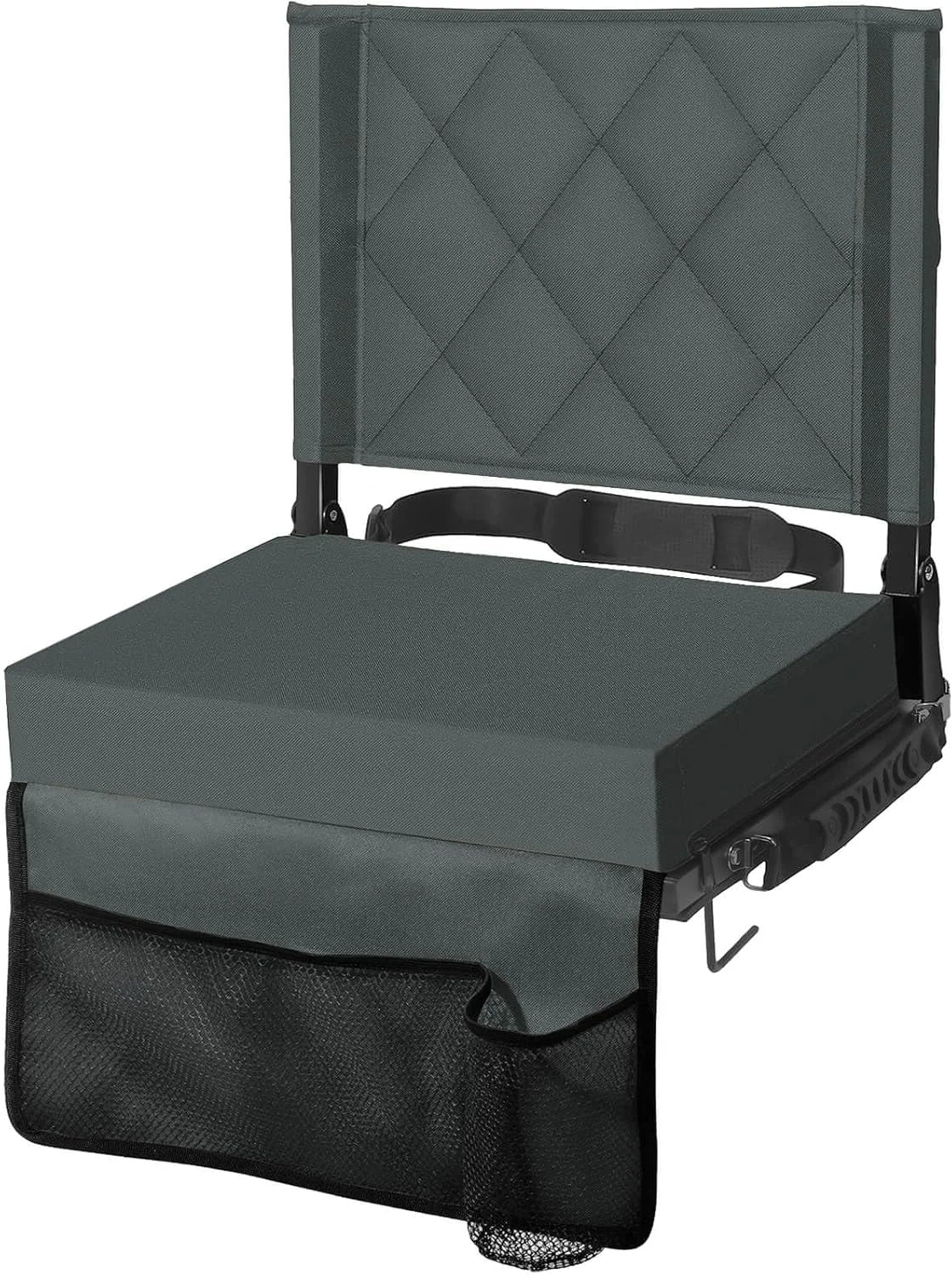 Folding Stadium Seat Angled Back Support Compact Design Adjustable Strap