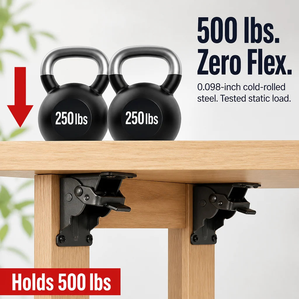 Folding Support Brackets Self-Locking 500 lb Capacity per Pair