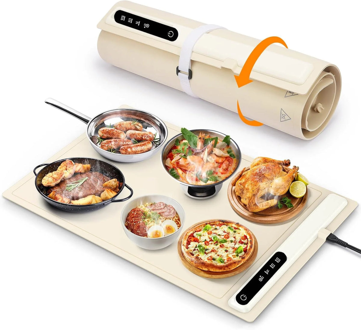 Food Warming Tray Silicone Mat 17 Heat Settings Auto Shutoff