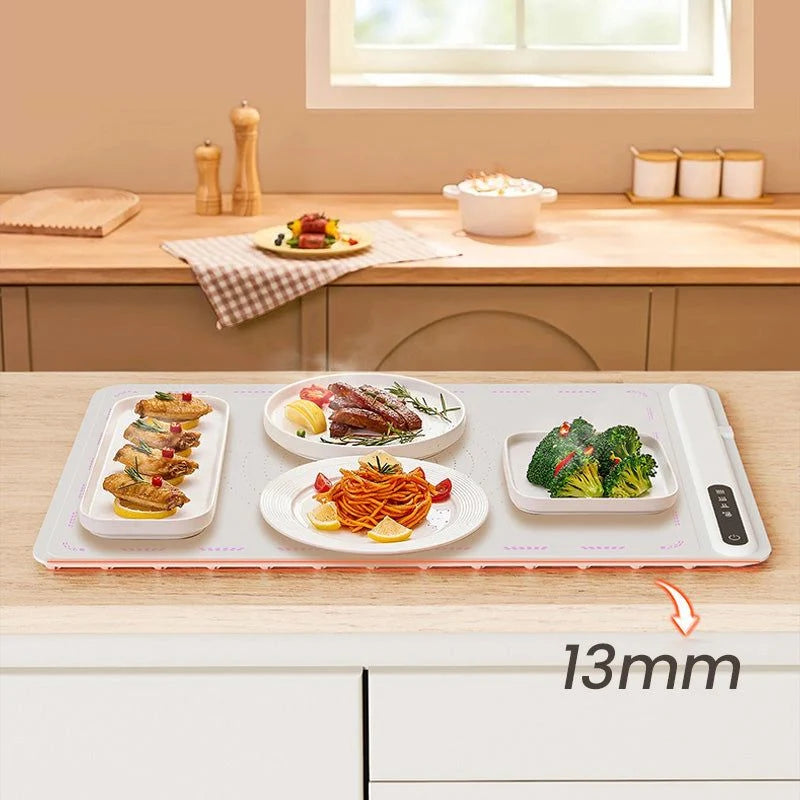 Food Warming Tray Silicone Mat 17 Heat Settings Auto Shutoff