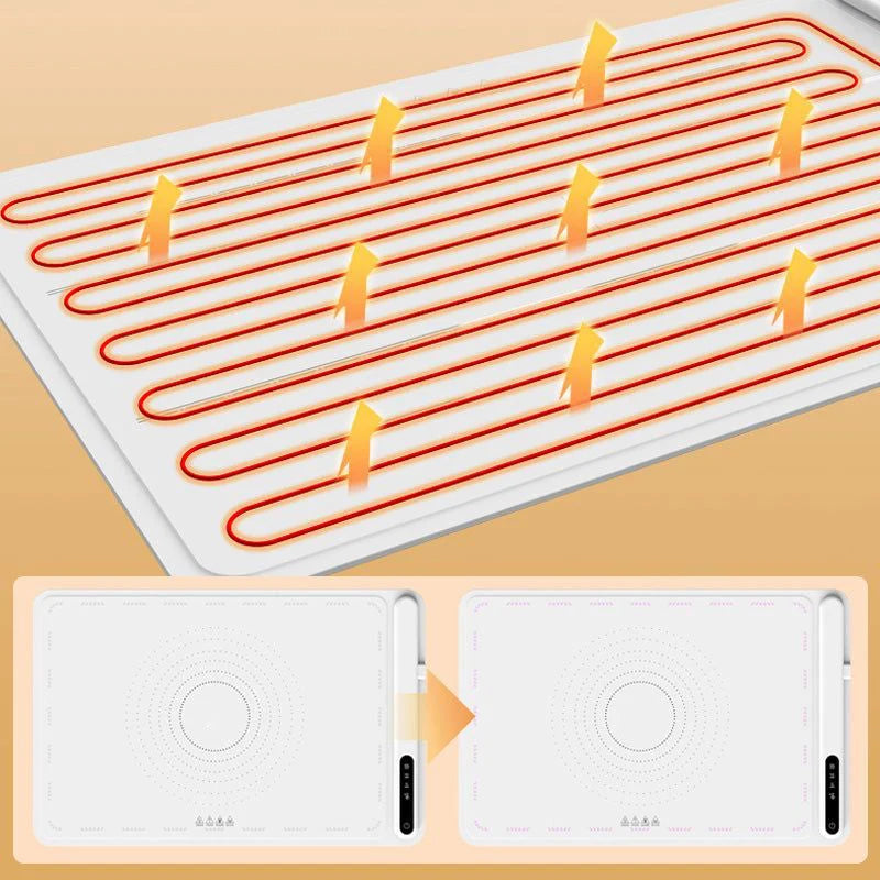 Food Warming Tray Silicone Mat 17 Heat Settings Auto Shutoff