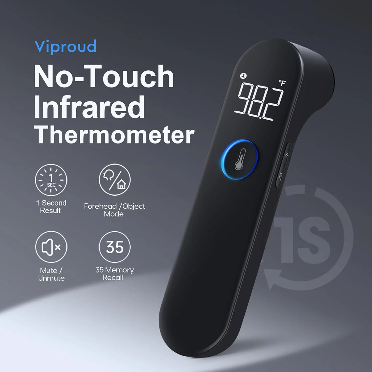 Forehead Thermometer Infrared No-Touch 1-Second Memory 35 Readings