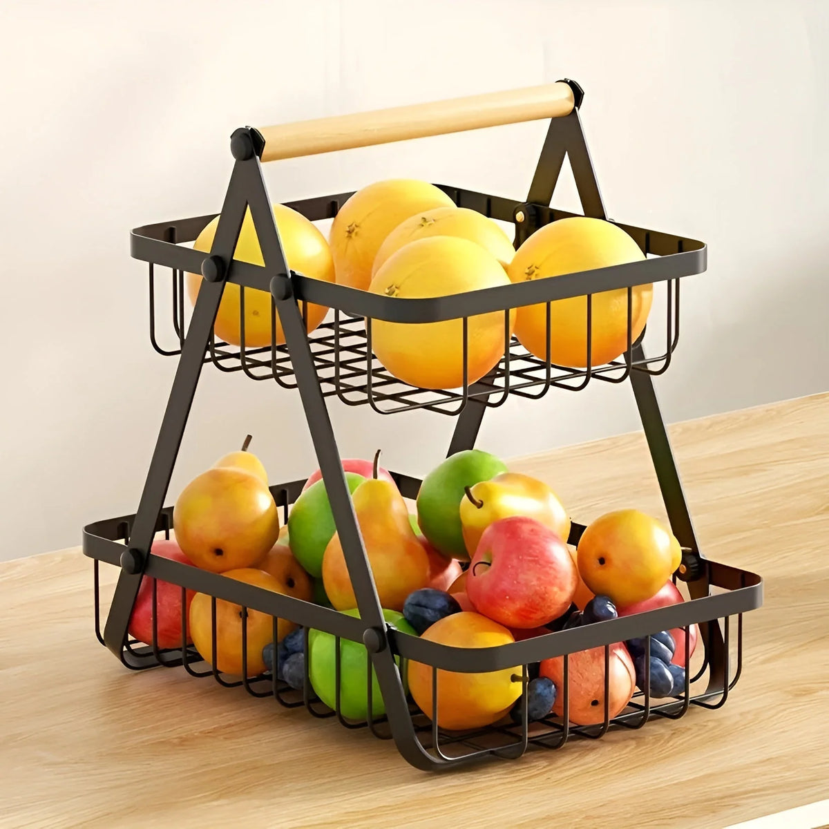 Fruit Basket Tiered Carbon Steel Space-Saving