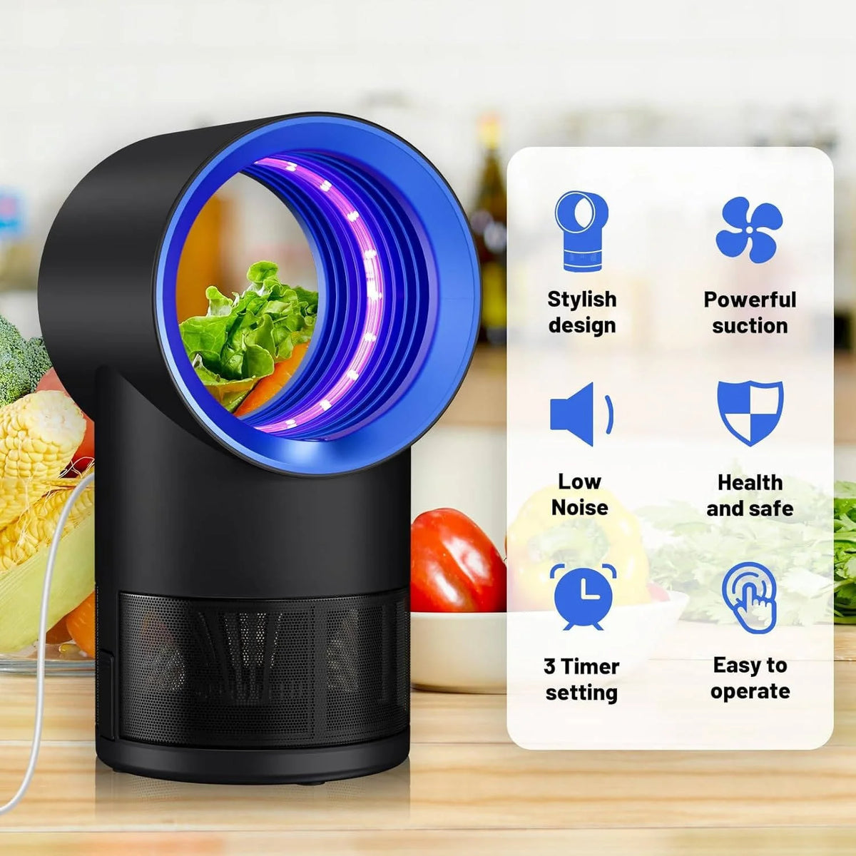 Fruit Fly Trap UV Light Suction Fan Timer