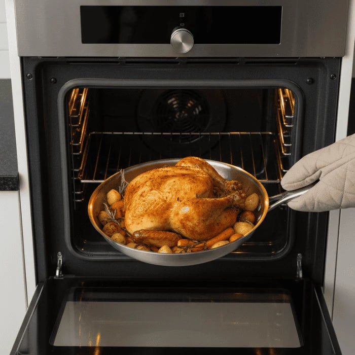 Frying Pan Uncoated 304 Stainless Steel Tri-Ply Induction-Compatible
