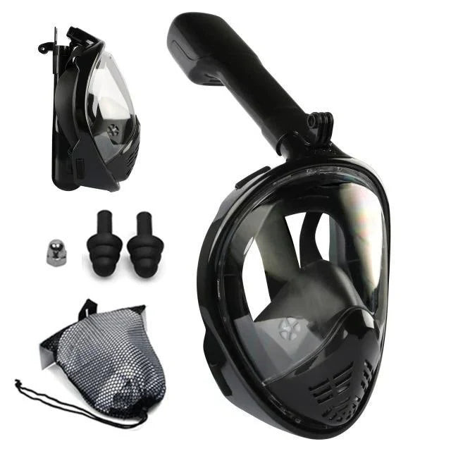 Full Face Snorkel Mask 180° Wide View Camera Mount