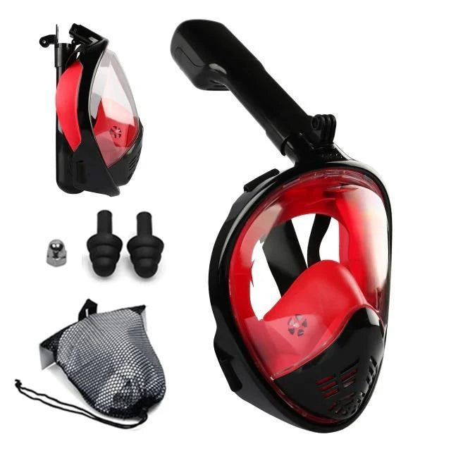 Full Face Snorkel Mask 180° Wide View Camera Mount