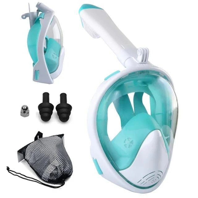 Full Face Snorkel Mask 180° Wide View Camera Mount